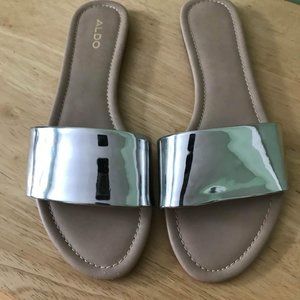 Aldo Womens Silver/Nude Flat Sandals- Keiclya YA-81